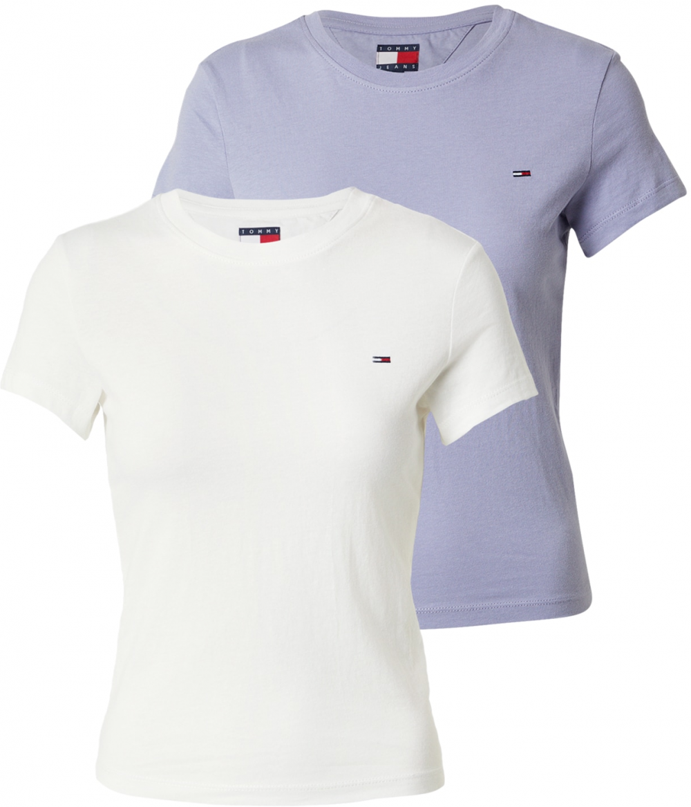 Tommy Jeans Tričko  modrosivá / biela