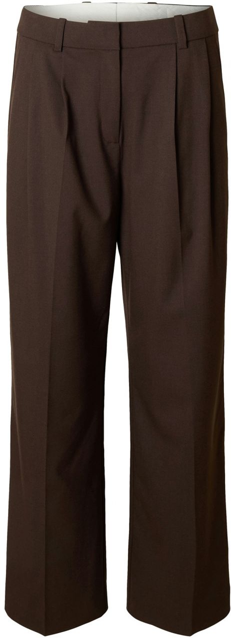 SELECTED Nohavice s pukmi  tmavohnedá