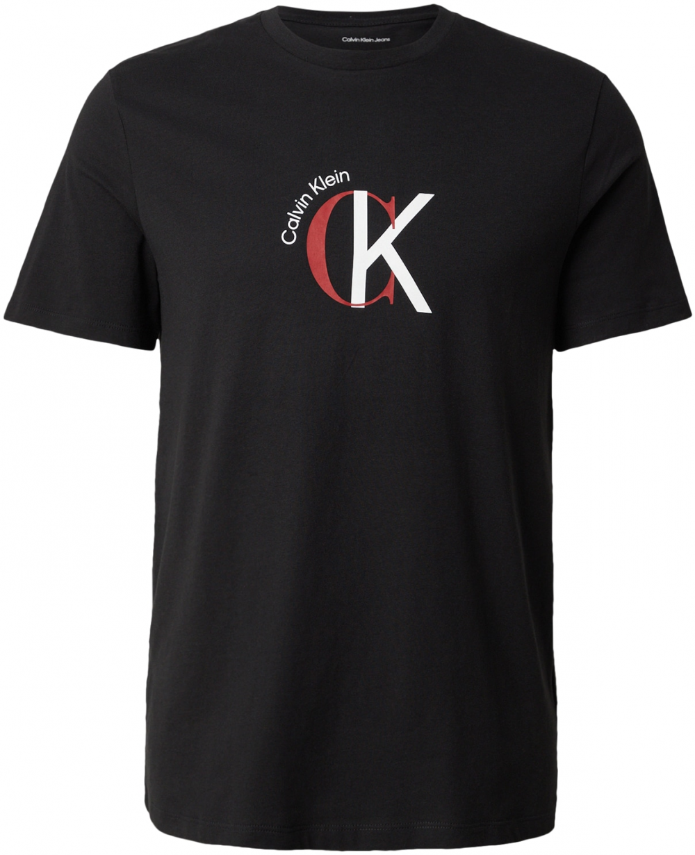 Calvin Klein Jeans Tričko  ohnivo červená / čierna / biela