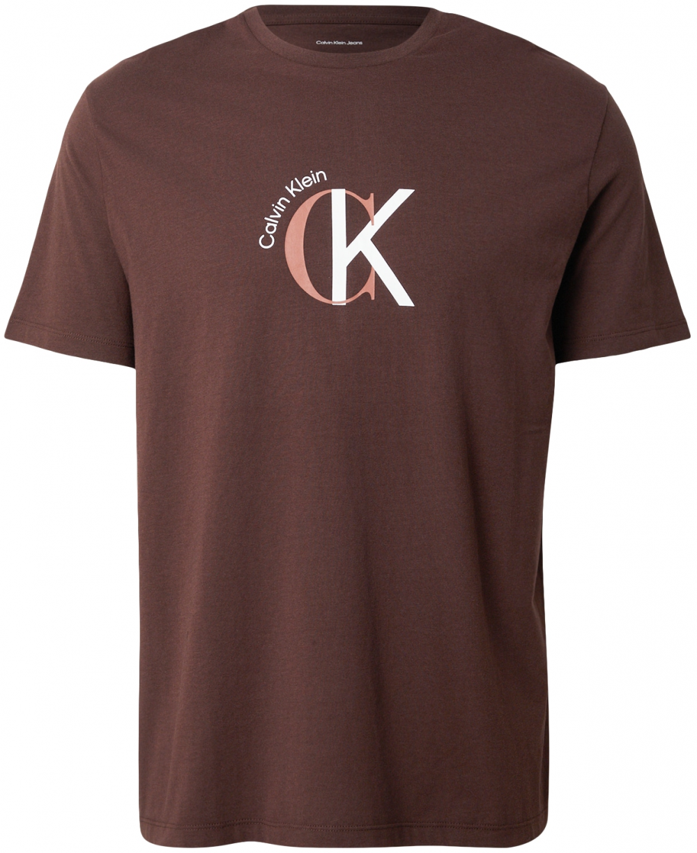 Calvin Klein Jeans Tričko  hnedá / čokoládová / biela