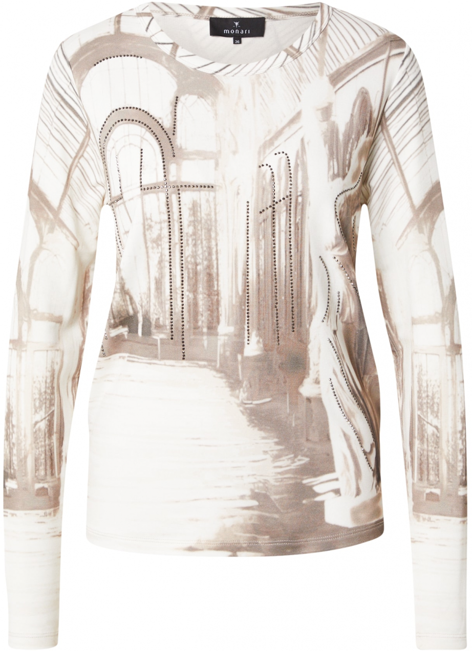 monari Tričko  hnedá / kapučíno / šedobiela