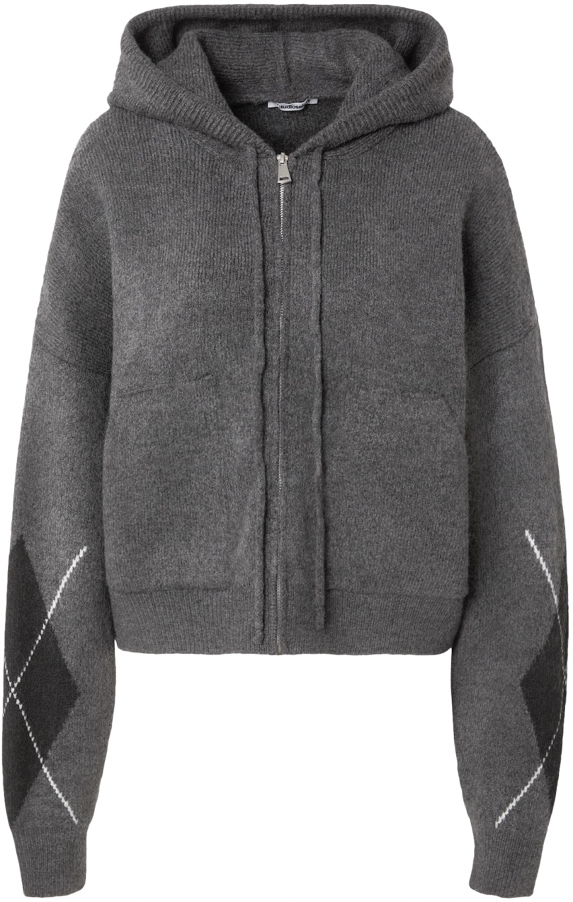 studioselect Kardigán 'Charis'  sivá melírovaná / čierna / biela