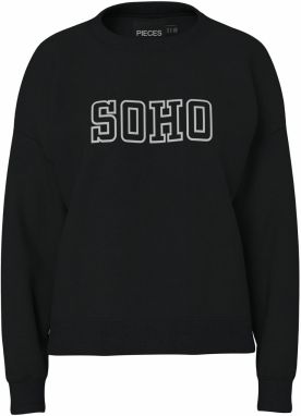 PIECES Mikina 'PCRISSO'  čierna / biela