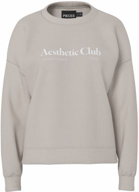 PIECES Mikina 'PCRISSO'  svetlosivá / biela