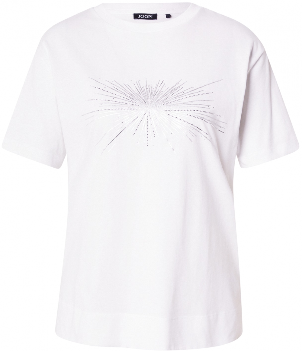 JOOP! Tričko 'Tesia'  strieborná / biela