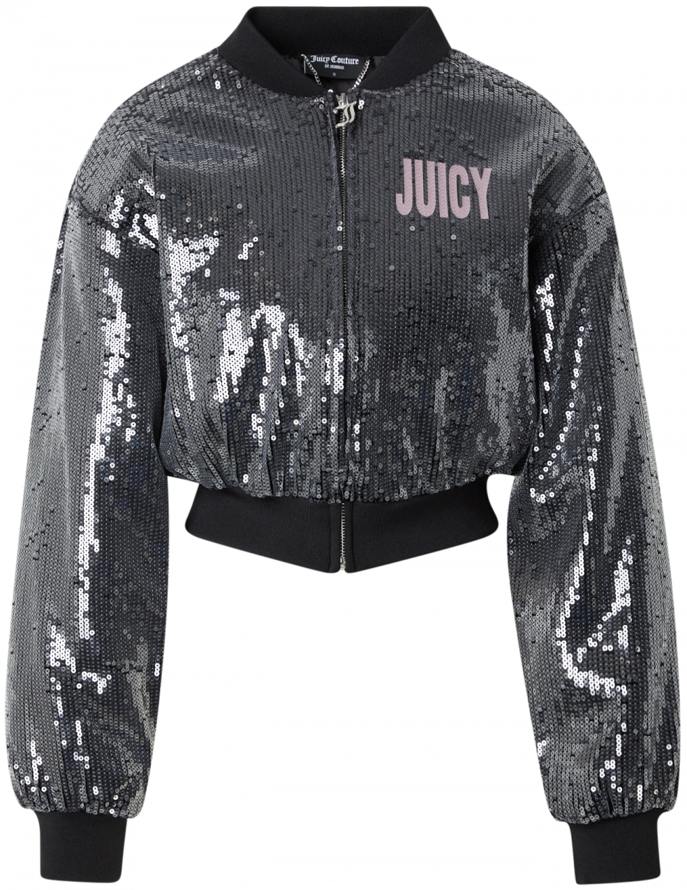 Juicy Couture Prechodná bunda 'CHOOSE JUICY'  svetlofialová / čierna / strieborná