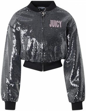 Juicy Couture Prechodná bunda 'CHOOSE JUICY'  svetlofialová / čierna / strieborná