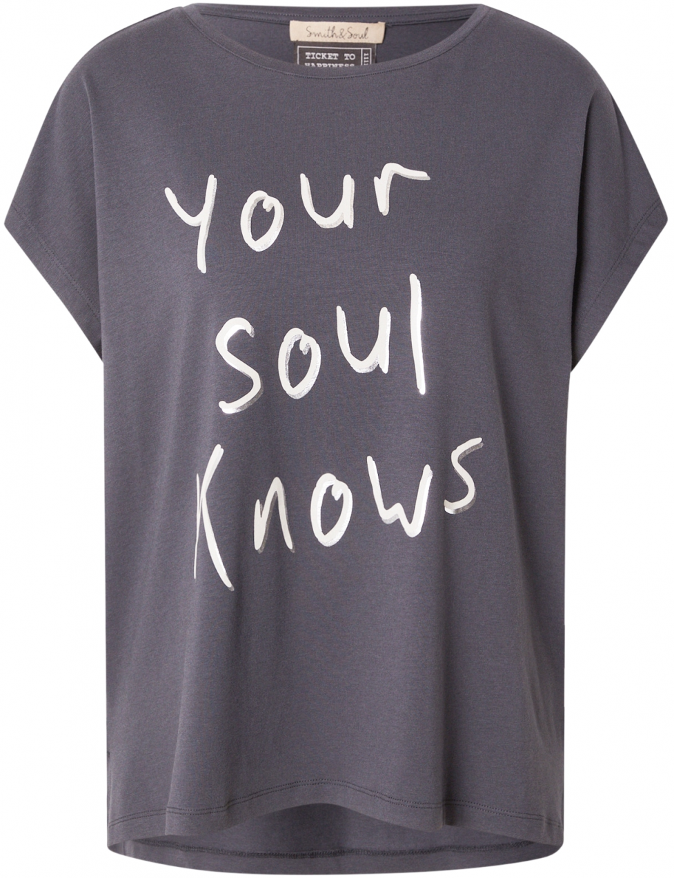 Smith&Soul Tričko  hnedá / antracitová / biela