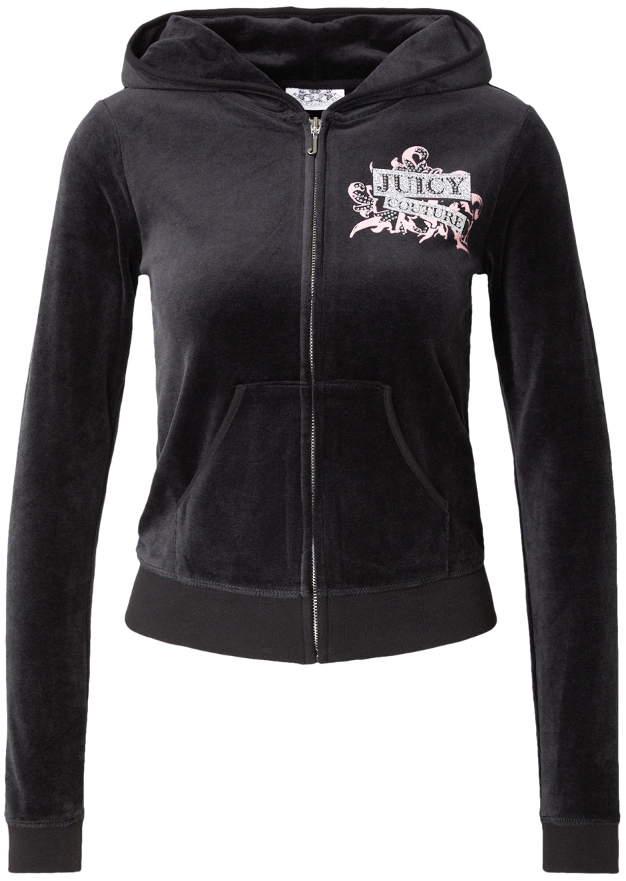 Juicy Couture Tepláková bunda 'WRAP YOU UP'  fuksia / čierna / strieborná