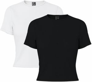 PIECES Tričko 'PCAmelia'  čierna / biela