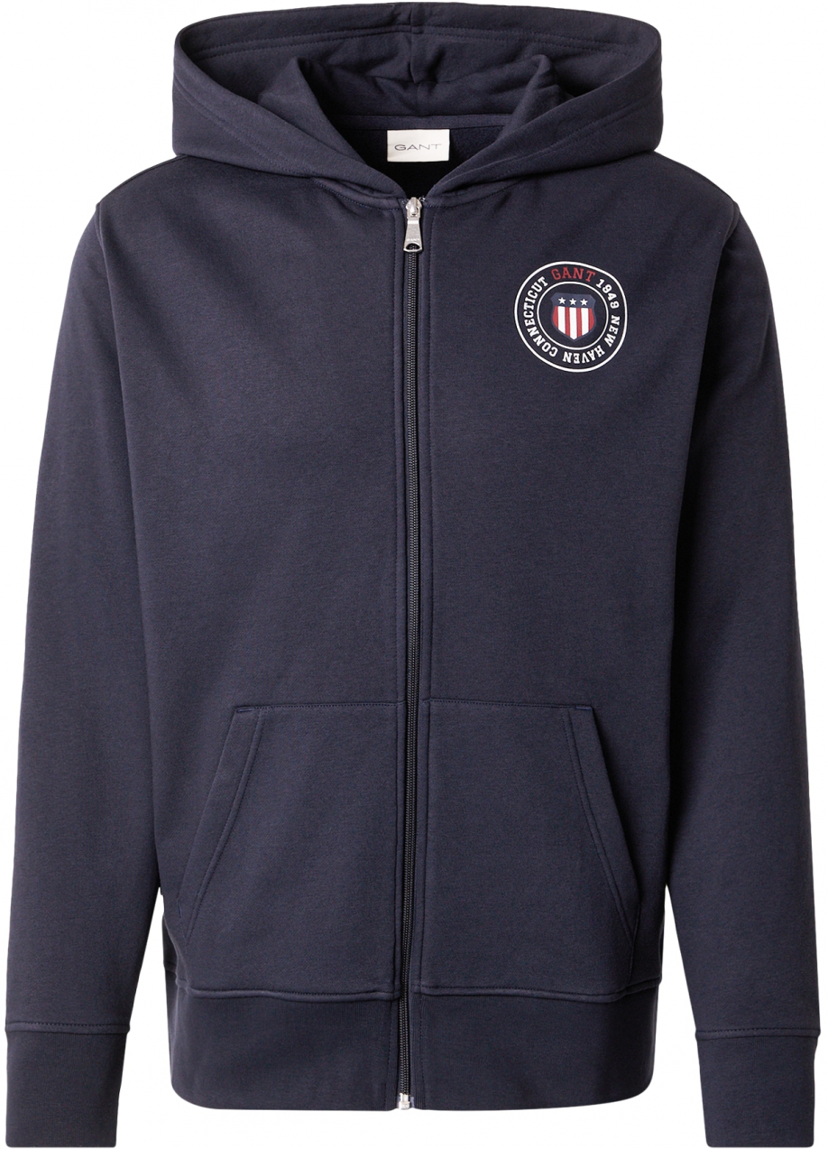 GANT Tepláková bunda  tmavomodrá / červená / biela