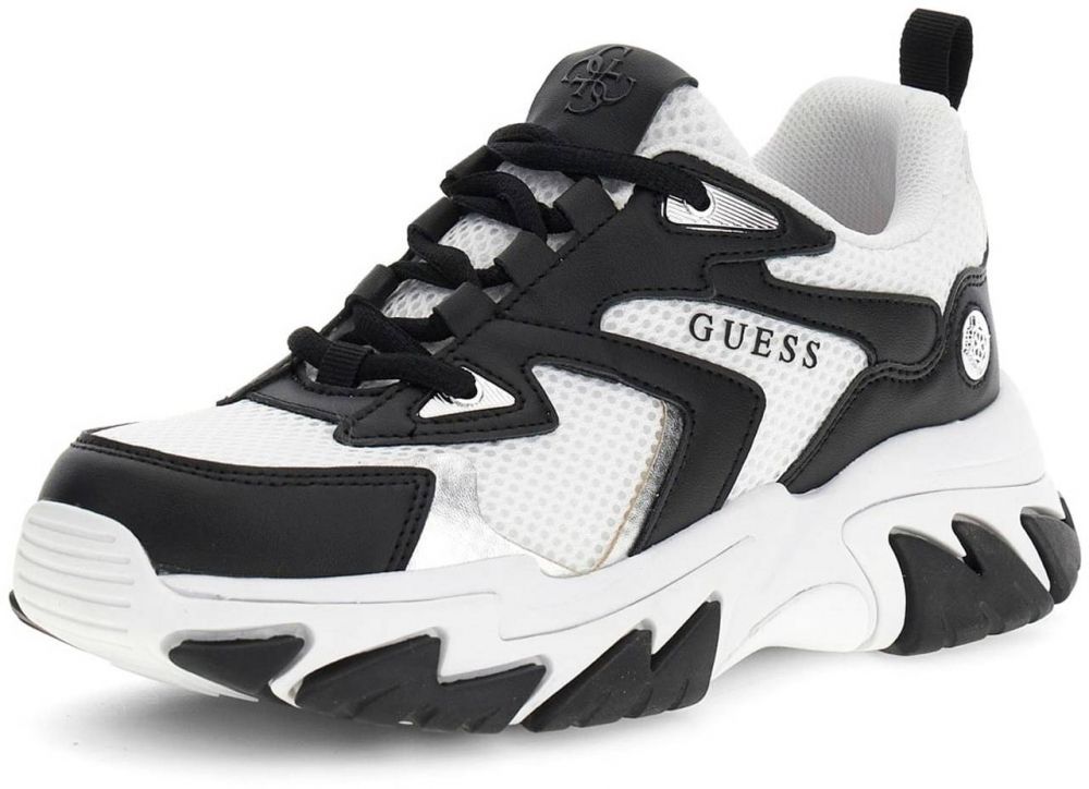 GUESS Nízke tenisky 'NOTISS'  čierna / strieborná / biela