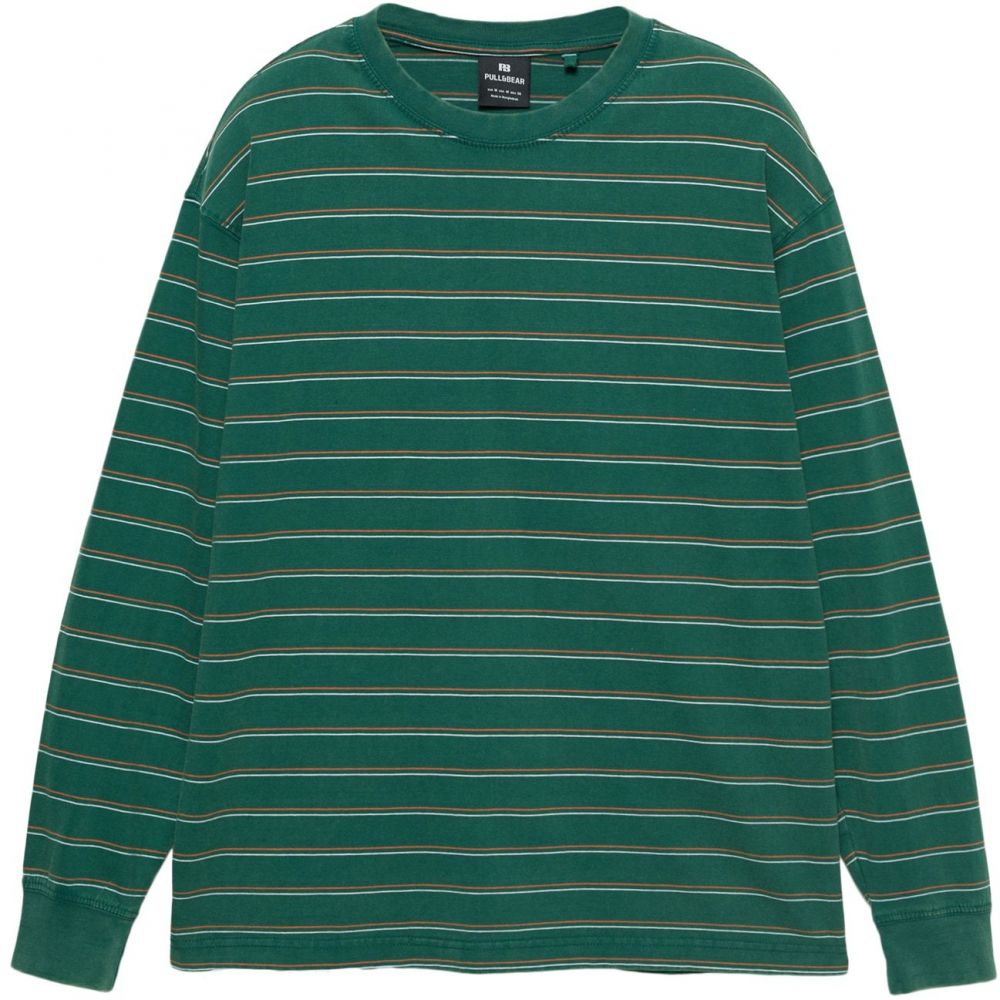 Pull&Bear Tričko  tmavozelená / oranžová / biela