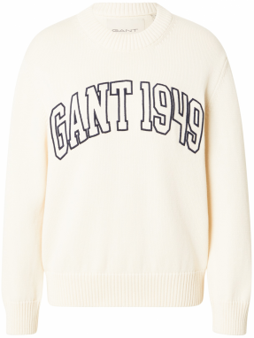 GANT Sveter  krémová / námornícka modrá