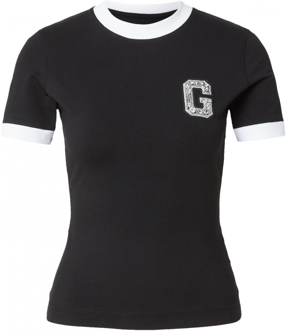 GUESS Tričko  čierna / biela