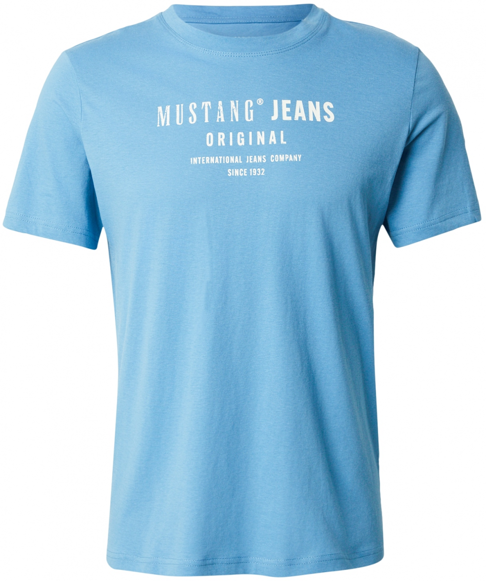 MUSTANG Tričko 'AUSTIN'  svetlomodrá / biela