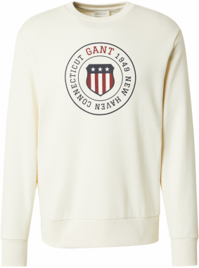 GANT Mikina  krémová / námornícka modrá / rubínová