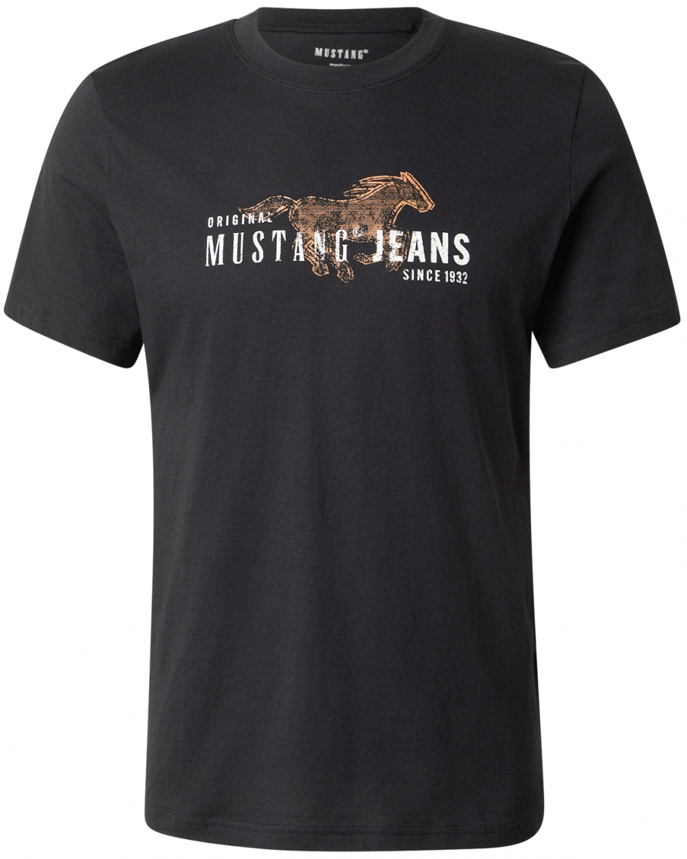 MUSTANG Tričko 'AUSTIN'  hnedá / čierna / biela