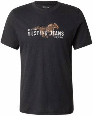 MUSTANG Tričko 'AUSTIN'  hnedá / čierna / biela