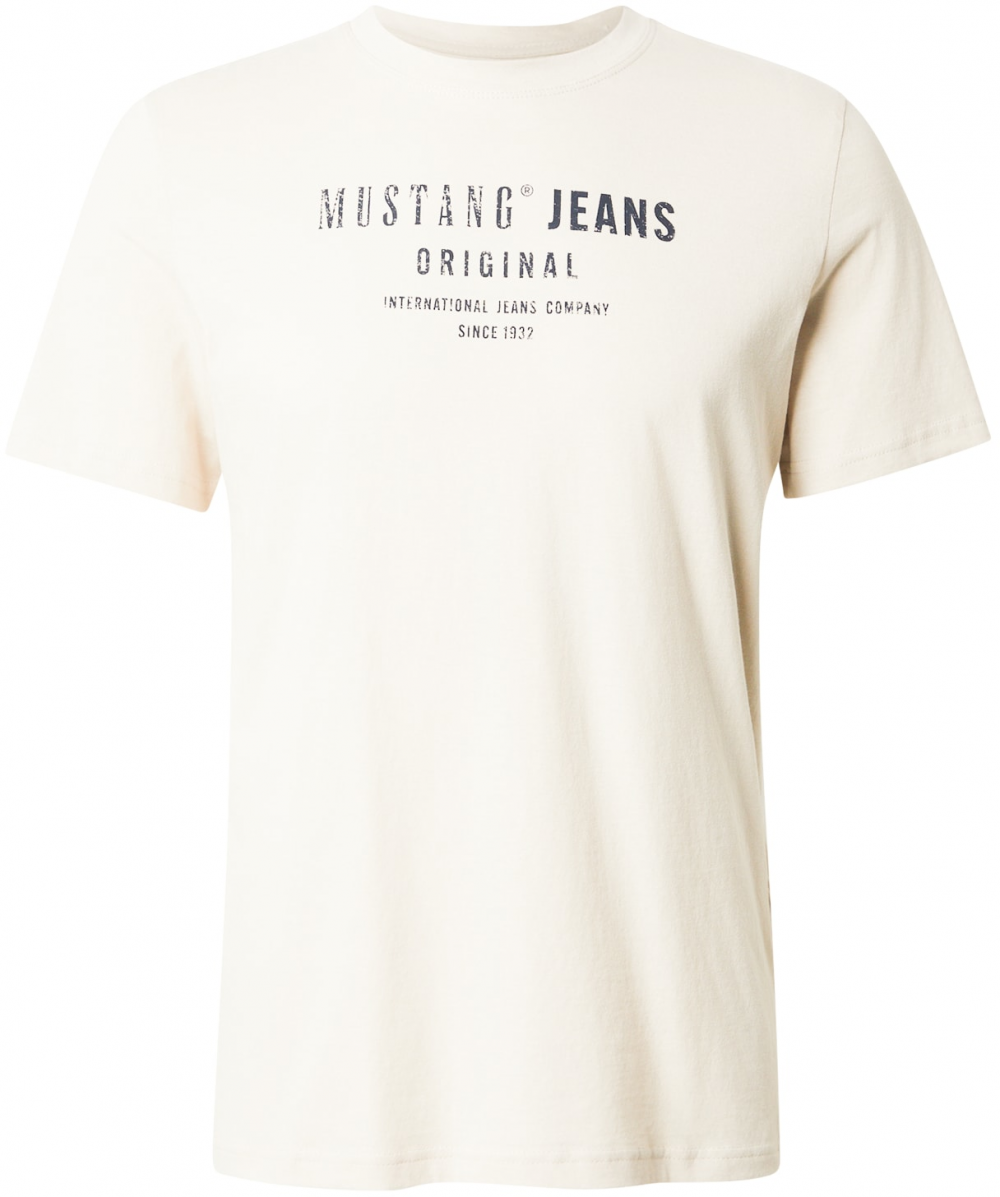 MUSTANG Tričko 'AUSTIN'  krémová / námornícka modrá