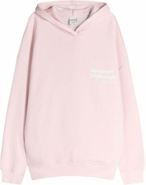 Bershka Mikina  ružová / biela