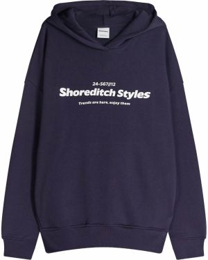 Bershka Mikina  námornícka modrá / biela