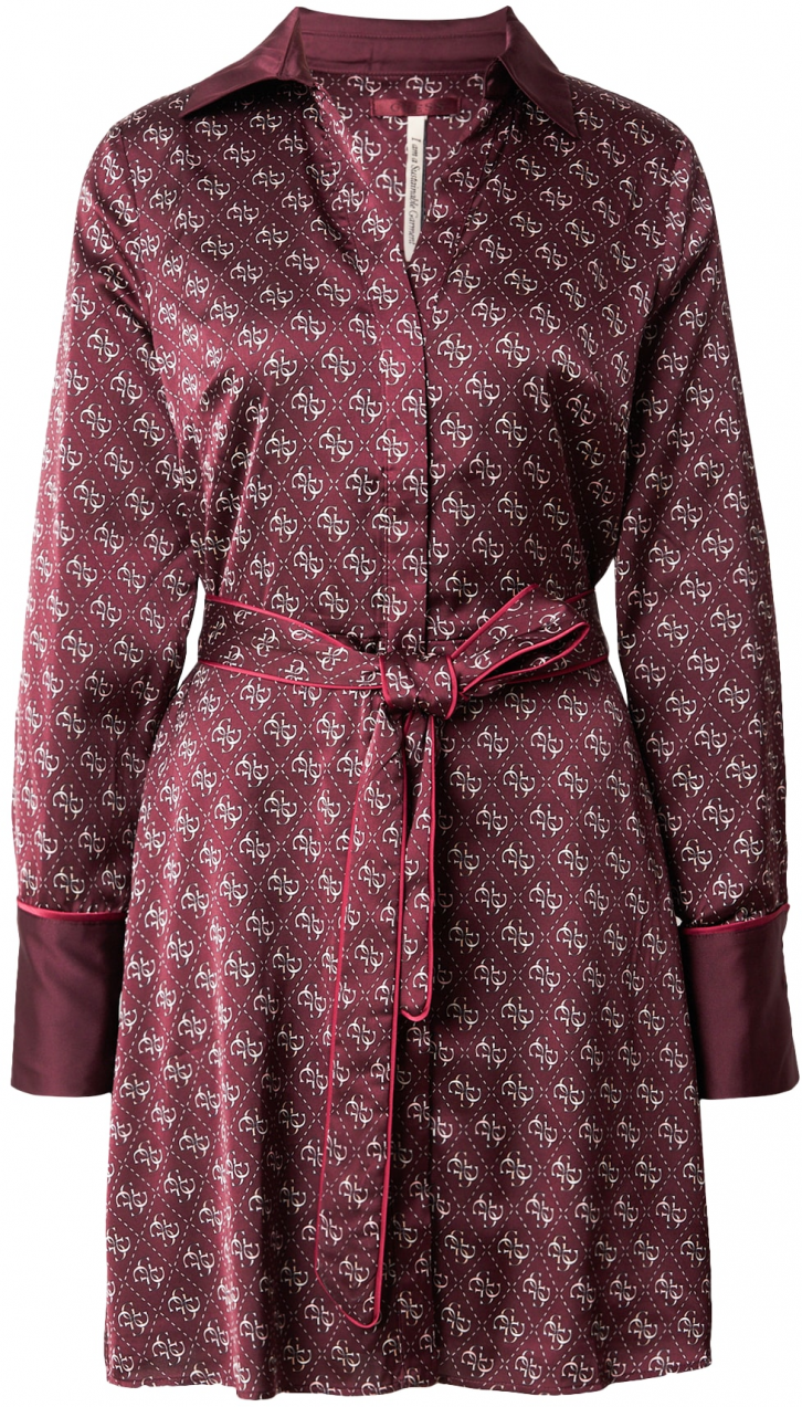 GUESS Košeľové šaty 'BLERTA'  vínovo červená / karmínovo červená / biela