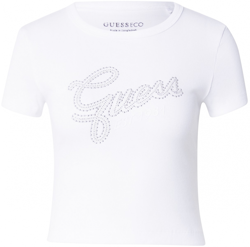 GUESS Tričko  strieborná / biela