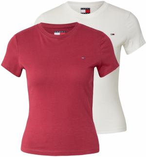 Tommy Jeans Tričko  merlotová / šedobiela