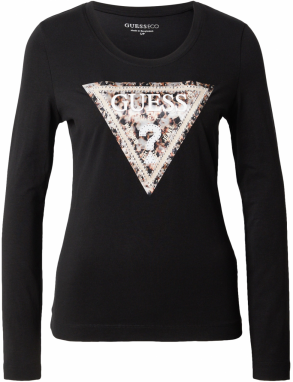 GUESS Tričko  hnedá / svetlohnedá / čierna / biela