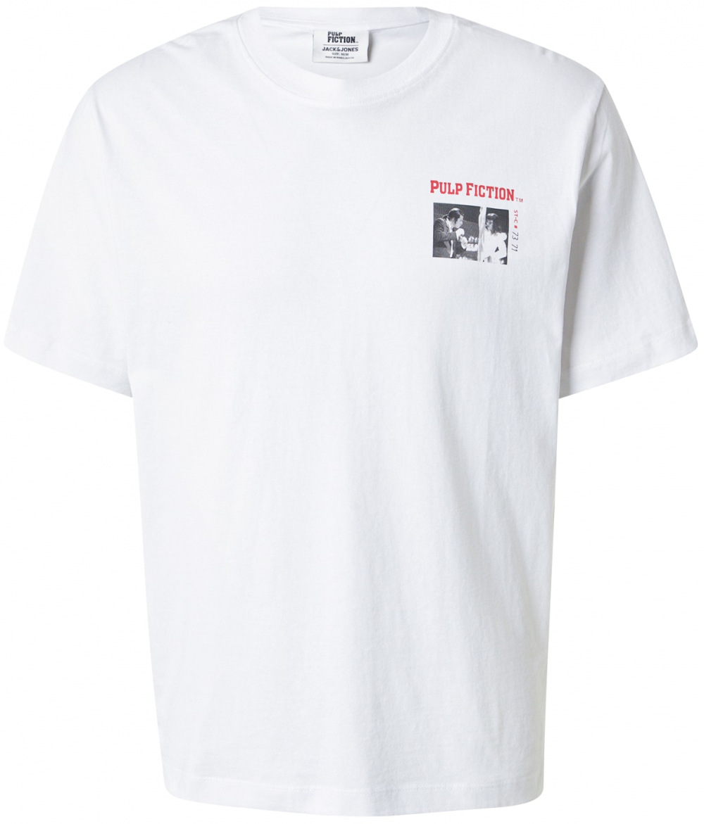 JACK & JONES Tričko 'JORPULP FICTION DANCE'  červená / čierna / biela