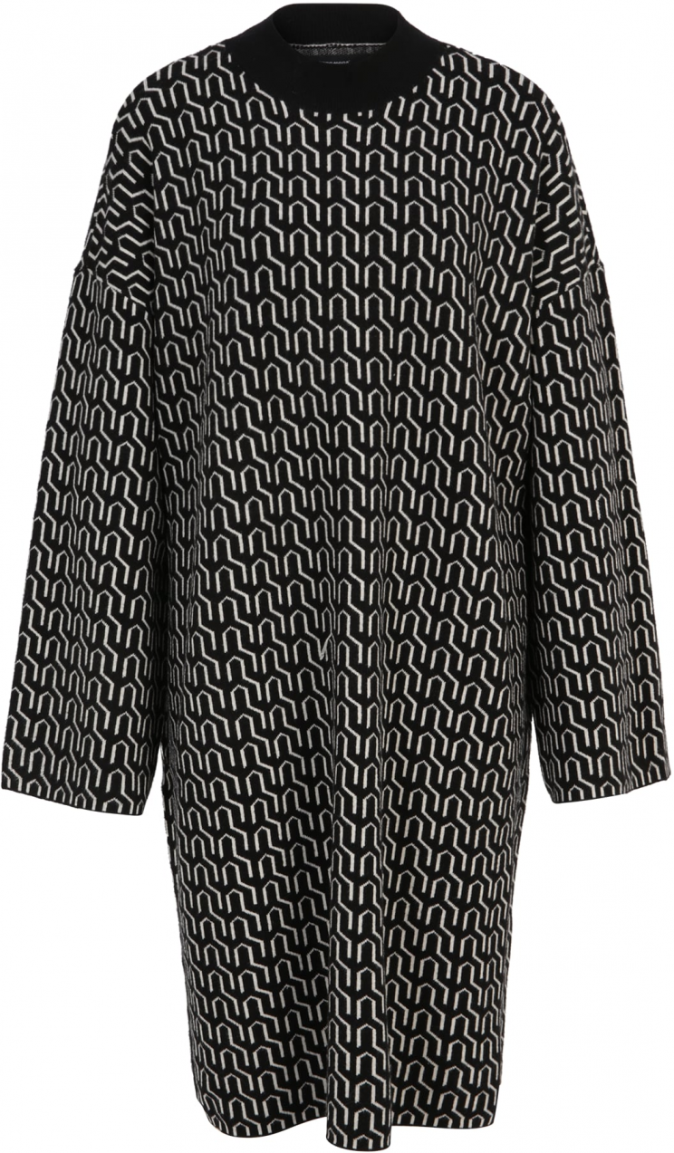 Vero Moda Tall Pletené šaty 'GOLD ART'  čierna / biela