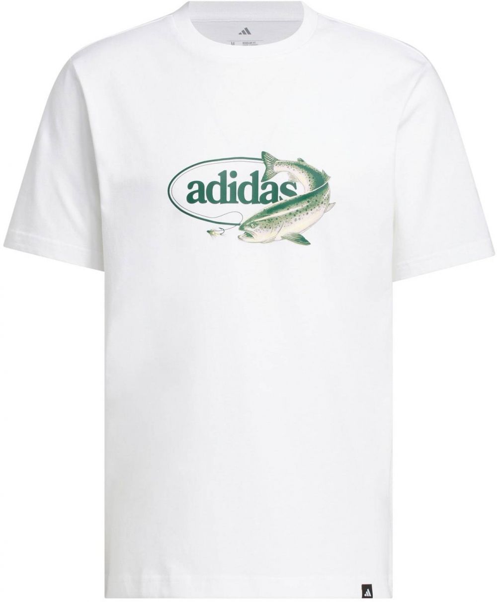 ADIDAS SPORTSWEAR Funkčné tričko 'SPRTMN FISH'  tmavošedá / zelená / jedľová / biela