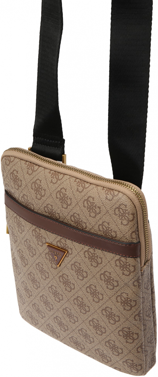 GUESS Taška cez rameno 'MILANO CROSSBODY FLAT'  tmavobéžová / hnedá / zlatá