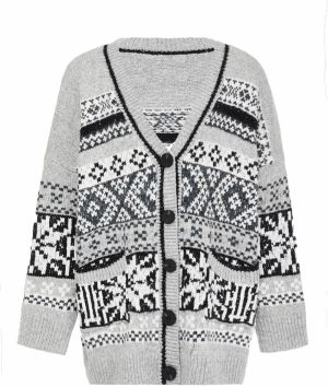 Jalene Kardigán  svetlosivá / čierna / biela
