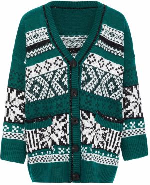 Jalene Kardigán  tmavozelená / čierna / biela