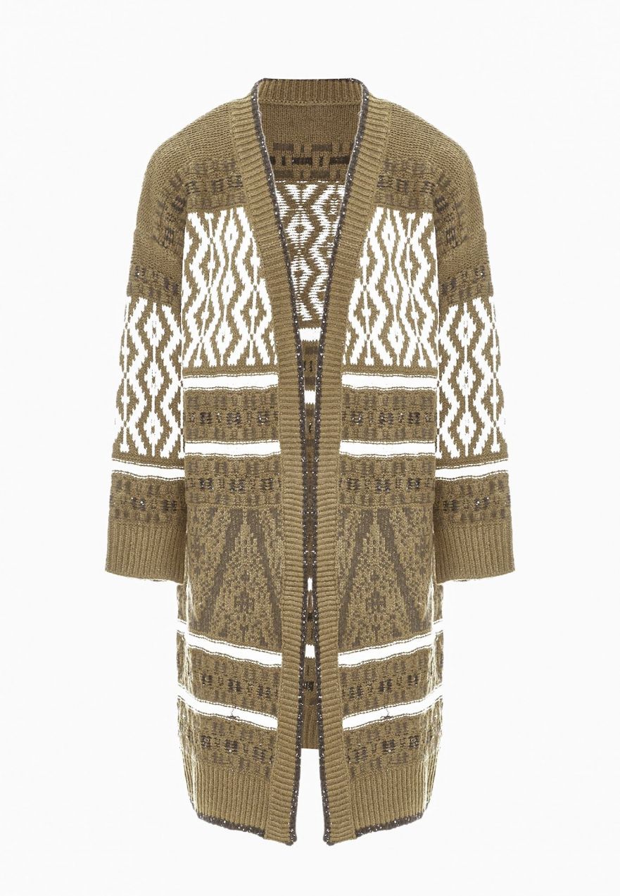 Jalene Kardigán  hnedá / kaki / biela