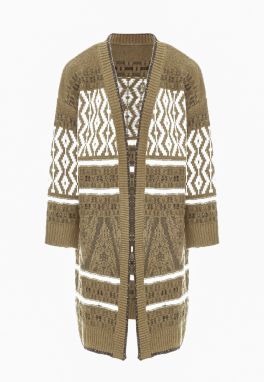 Jalene Kardigán  hnedá / kaki / biela