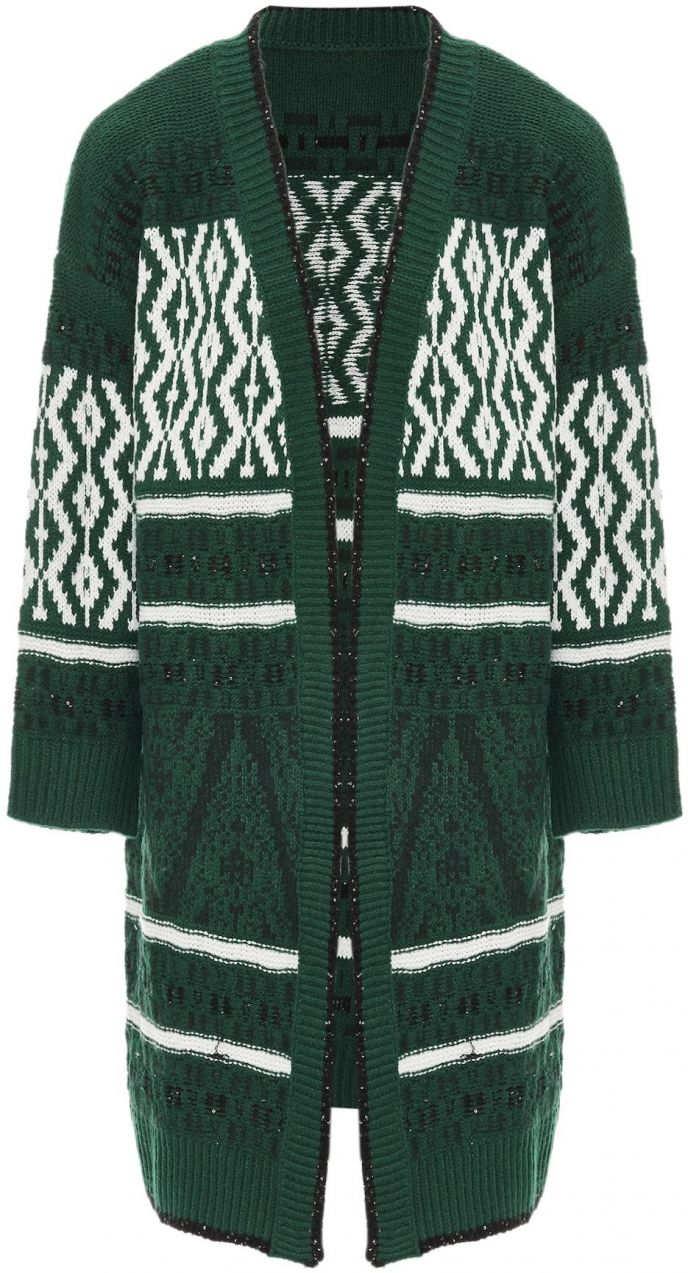 Jalene Kardigán  tmavozelená / čierna / biela