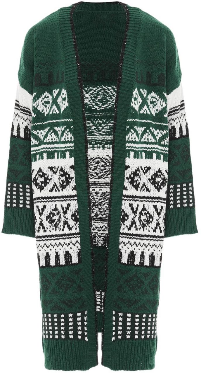 Jalene Kardigán  tmavozelená / čierna / biela