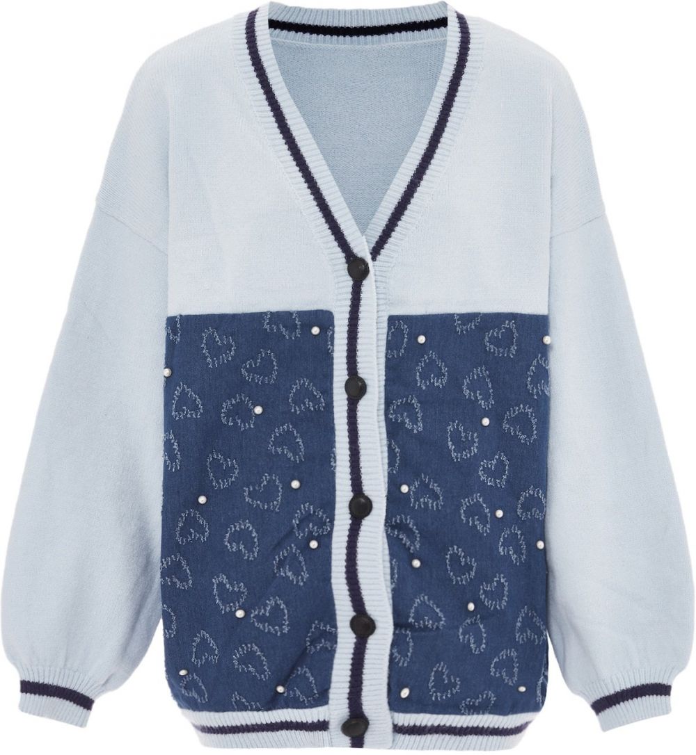 SANIKA Kardigán  námornícka modrá / modrá denim / svetlomodrá