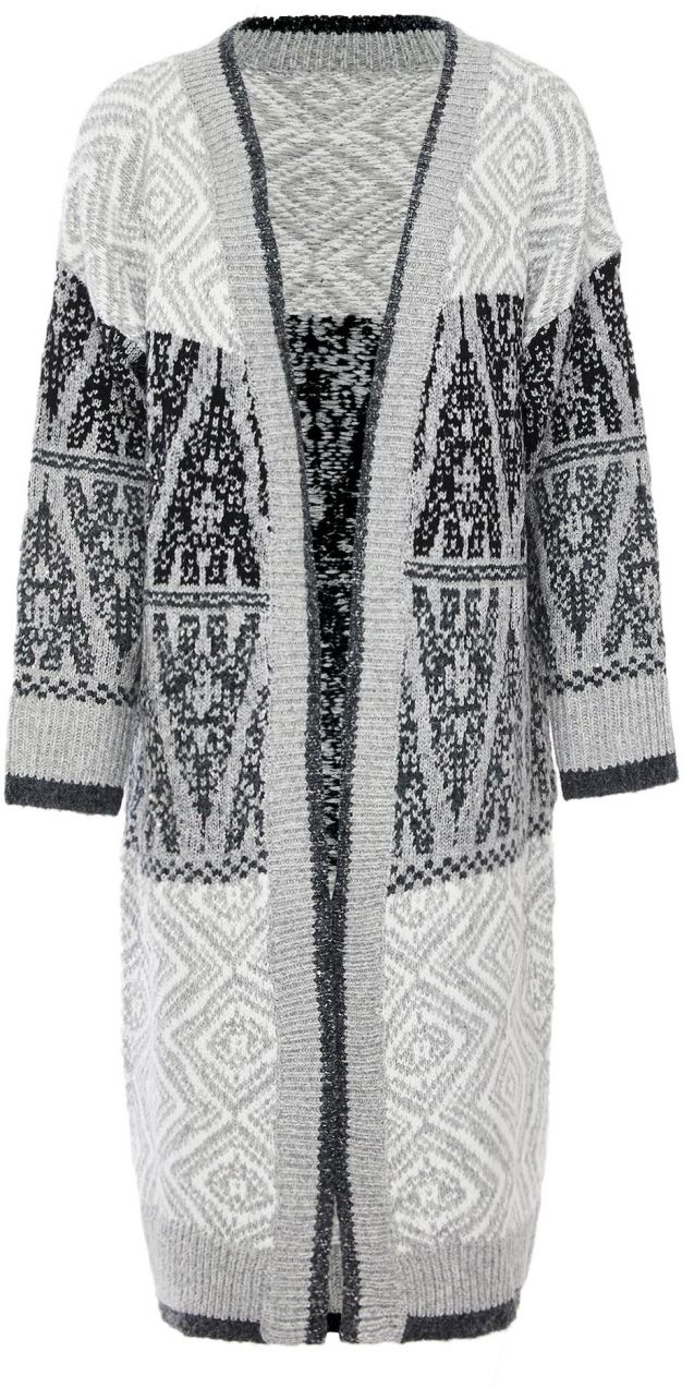 Jalene Kardigán  sivá melírovaná / čierna / biela