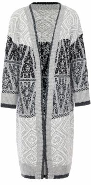 Jalene Kardigán  sivá melírovaná / čierna / biela