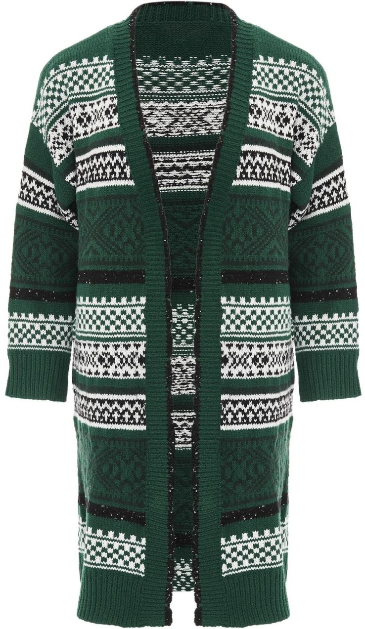 Jalene Kardigán  tmavozelená / čierna / biela