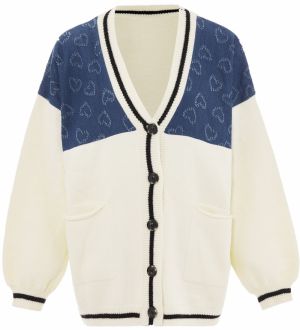 SANIKA Kardigán  modrá / opálová / čierna / biela ako vlna