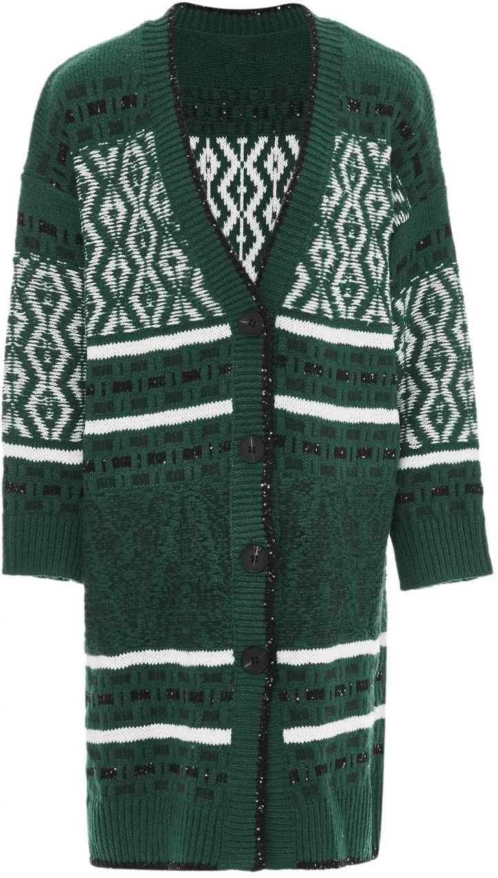 Jalene Kardigán  tmavozelená / čierna / biela