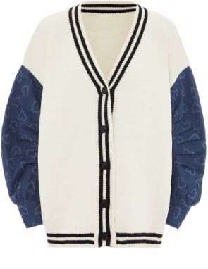 SANIKA Kardigán  modrá / čierna / biela ako vlna