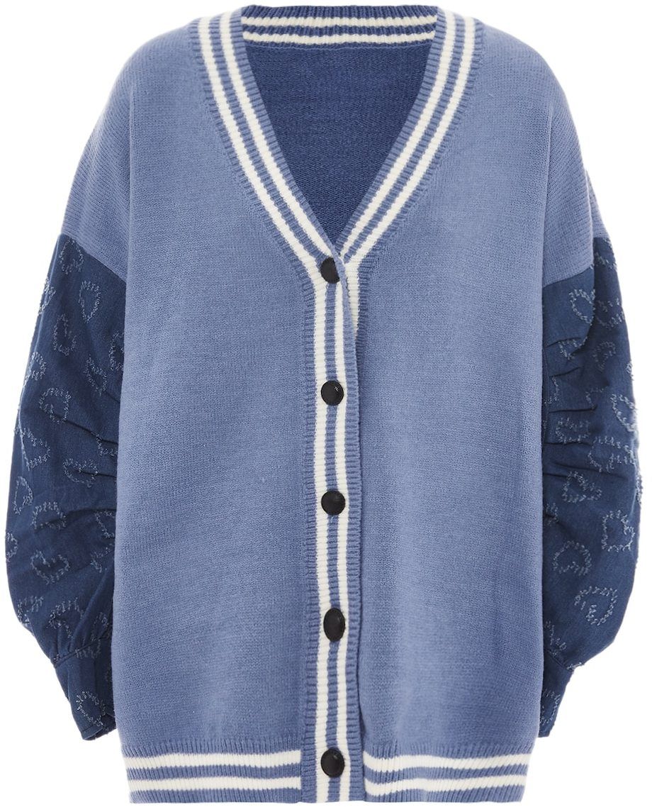 SANIKA Kardigán  dymovo modrá / tmavomodrá / biela