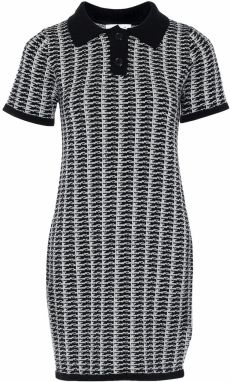 caneva Pletené šaty  čierna / biela