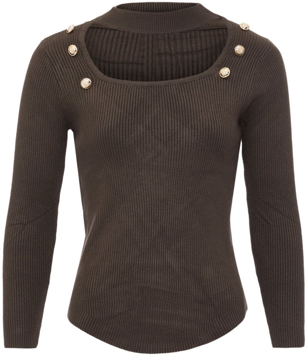 caneva Sveter  čokoládová / zlatá